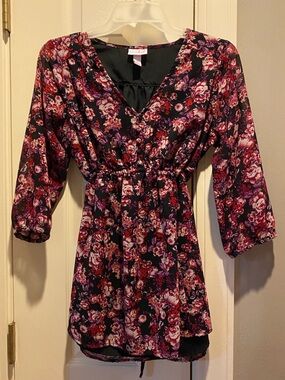 Isabel Maternity Top - Black, Red & Purple